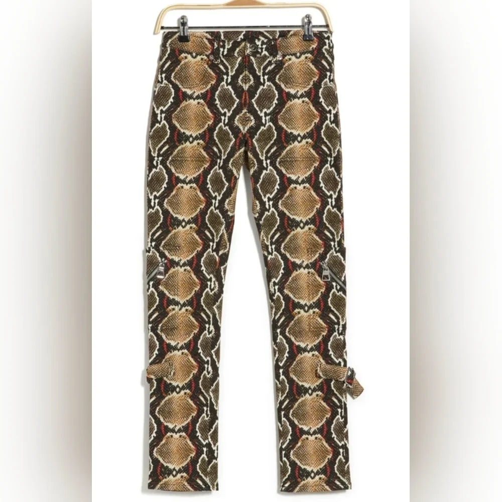 Burberry Cocoa Brown Snake Pattern Skinny Women's Pants 27 US Buckle Italy EUC